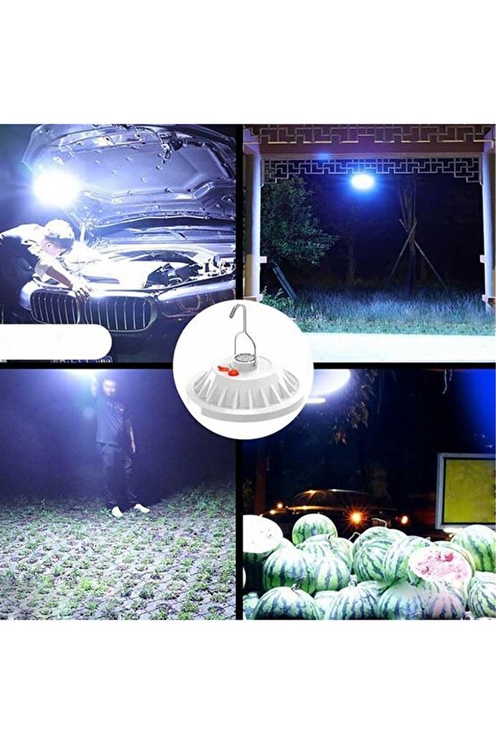 Güneş Enerjili, 80 Watt, Kumandalı, 5 Işık Modlu, 6500K, Powerbank Özellikli Fonksiyonlu Kamp Feneri