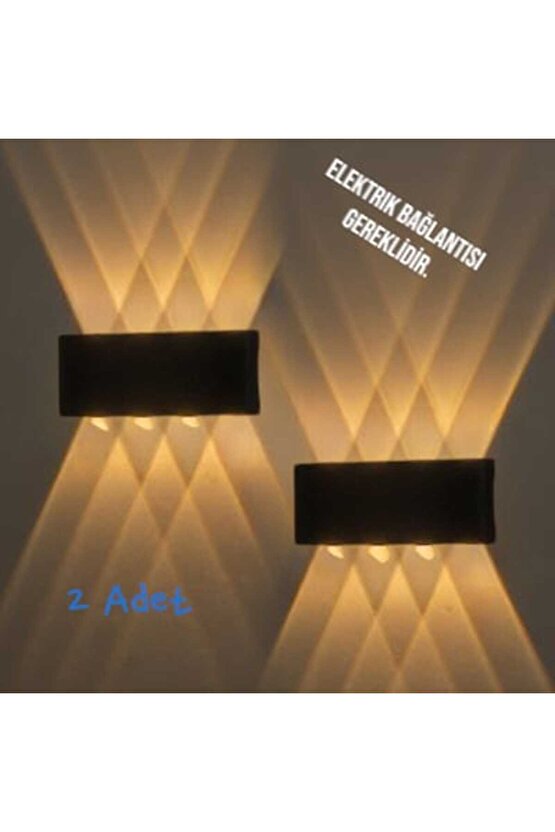 2 Adet 15 Watt, Amber Işık Ledli Çok Kaliteli İç ve Dış Mekan Aydınlatma Armatürü Bahçe Duvar Apliği