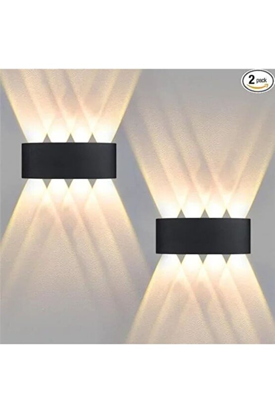 2 Adet 15 Watt, Amber Işık Ledli Çok Kaliteli İç ve Dış Mekan Aydınlatma Armatürü Bahçe Duvar Apliği