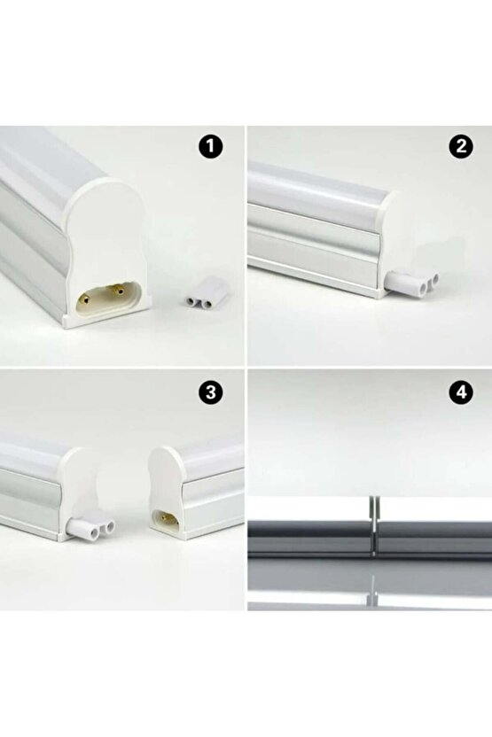1 Adet 60 Cm, 9 Watt Gün Işığı Ledli Eklenebilir T5 Bant Armatür, T5 Armatür, Tavan, Duvar Armatürü