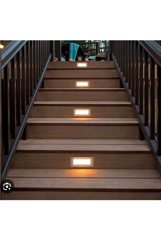 5 Watt, 3200 Kelvin, Sensörsüz Dış Mekan ve Nemli Alan Dikdörtgen Merdiven Led, IP65 Armatür 17x7 Cm