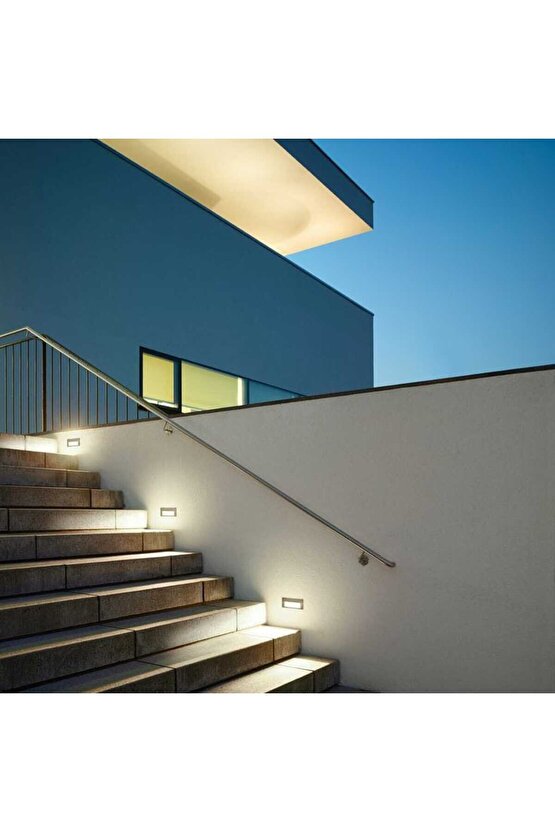 5 Watt, 3200 Kelvin, Sensörsüz Dış Mekan ve Nemli Alan Dikdörtgen Merdiven Led, IP65 Armatür 17x7 Cm