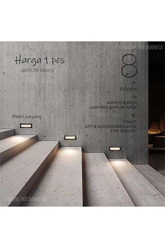 5 Watt, 3200 Kelvin, Sensörsüz Dış Mekan ve Nemli Alan Dikdörtgen Merdiven Led, IP65 Armatür 17x7 Cm