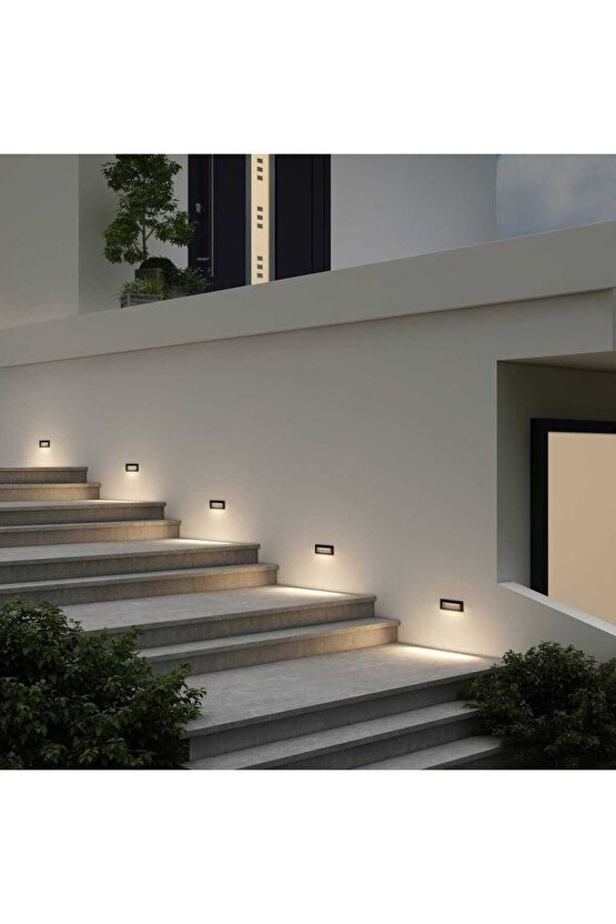 5 Watt, 3200 Kelvin, Sensörsüz Dış Mekan ve Nemli Alan Dikdörtgen Merdiven Led, IP65 Armatür 17x7 Cm