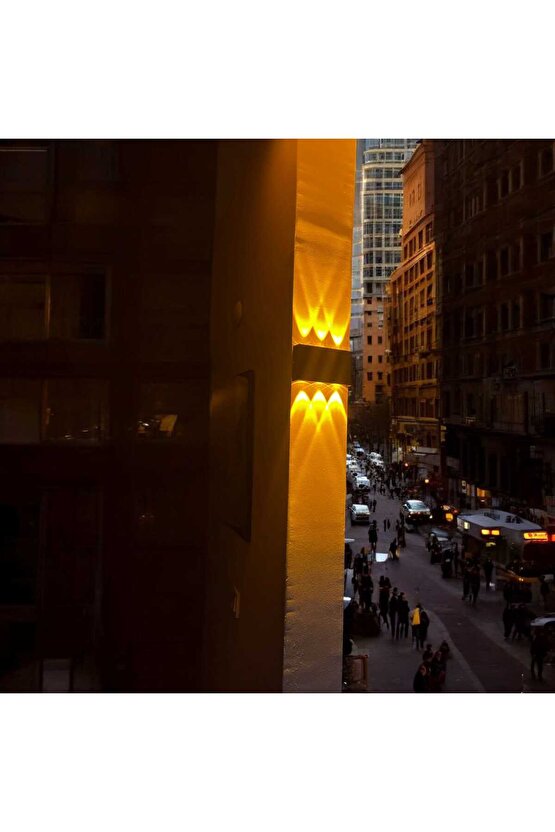 12 Watt Amber Işık Ledli, Elektrikle Çalışır, Bahçe - Villa Duvar Aydınlatma Armatürü, Amber Aplik