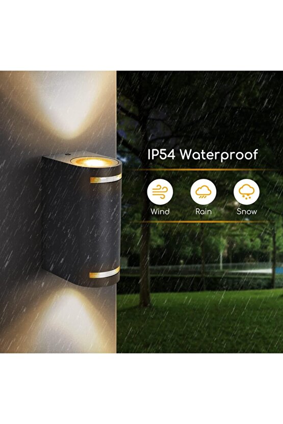 Alüminyum Çift Yönlü Elektrikle Çalışır 14 Watt AMBER IŞIK İç ve Dış Mekan Bahçe Balkon Salon Apliği