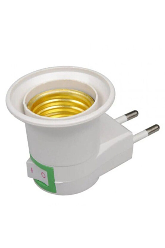 2 Adet Aç - Kapa Anahtarlı E27 Duylu Fiş, E27 Ampul ve Gece Lambası Takılabilir Anahtarlı Fişli Duy