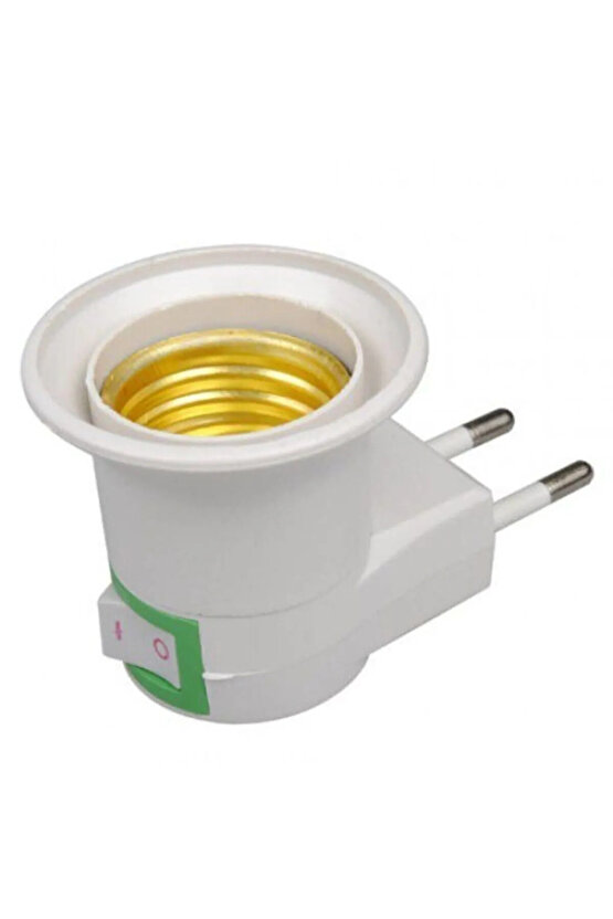 5 Adet Aç - Kapa Anahtarlı E27 Duylu Fiş, E27 Ampul ve Gece Lambası Takılabilir Anahtarlı Fişli Duy