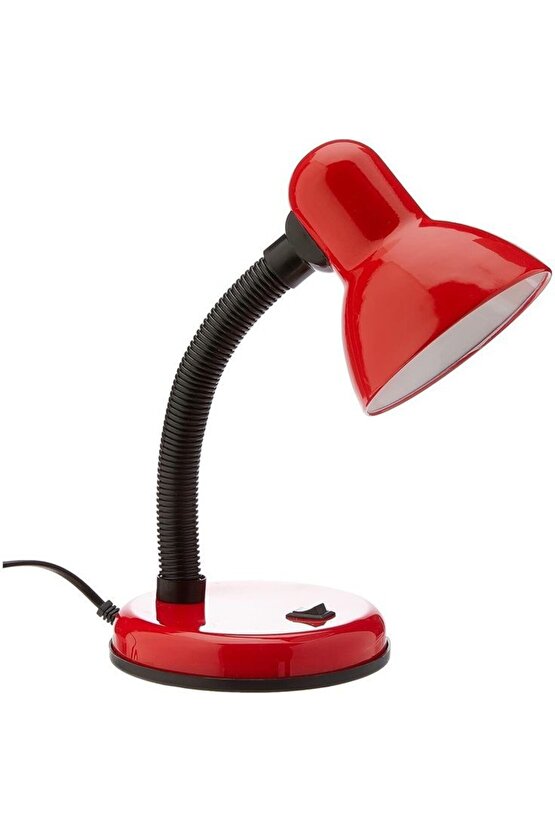 Kırmızı Renk Modern Tasarım Masa Lambası, Ders Çalışma Lambası, Öğrenci Lambası, Fişli Masa Lambası