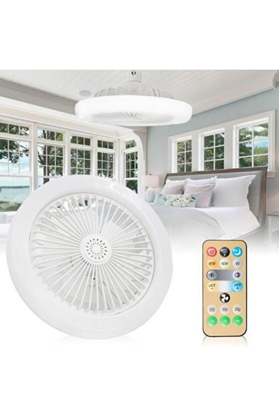 3 Işık Modlu, Dimlenebilir, 3 Fan Hızlı, Kumandalı, Pervaneli, 42 Watt Çok Kaliteli Led Fan Ampul,