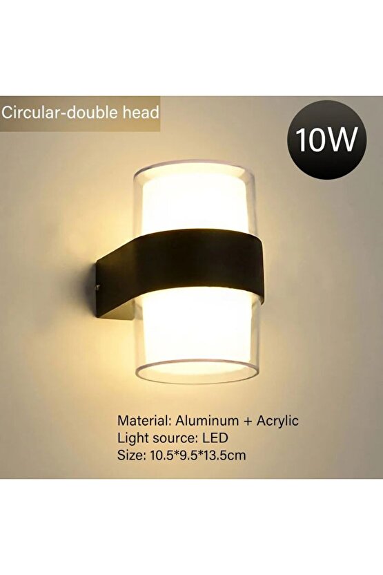 Elektrikle Çalışır, 10 Watt Günışığı Ledli ALÜMİNYUM Kasa Dış ve İç Mekan Led Apliki Modern Aplik
