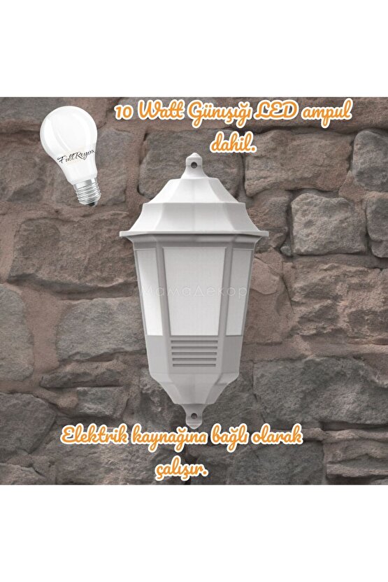 10 Watt Günışığı Ampul Dahil Dekoratif Duvar Aplik, Bahçe Duvar Armatürü, Modern Şık Duvar Apliği