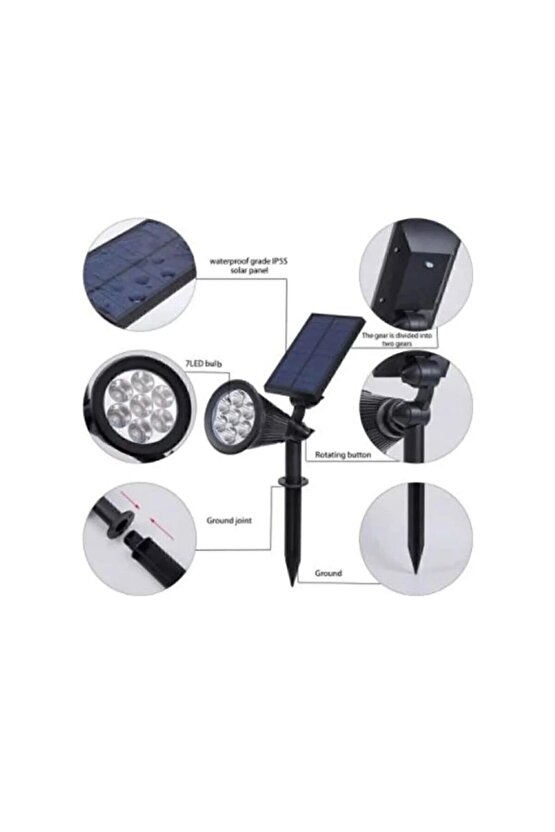 Yeşil Çim Solar Led Bahçe Aydınlatması - Güneş Enejisi Ledli Çim Lambası - Güneş Enerjili Saplamalı