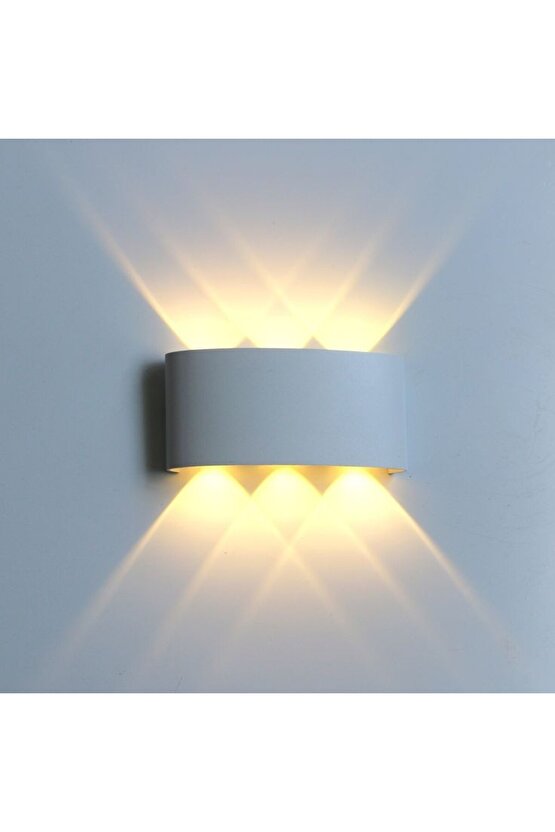 6 Watt, Amber Işık Led Armatür, Modern Işık Desenli Aplik, Haiti Desen Armatür, Iç Dış Mekan Aplik