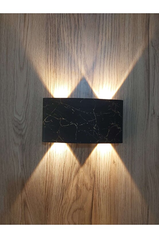 U2 Uranüs Mermer Desen Kasa 4 Watt (10 WATT EŞDEĞER) Gün Işığı Ledli Çift Yönlü Iç - Dış Mekan Aplik