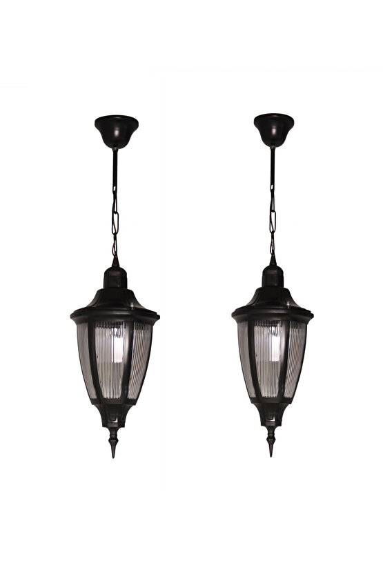 Siyah İç ve Dış Mekan Bahçe Teras Tekli Sarkıt, 2 Adet, Şık ve Modern.