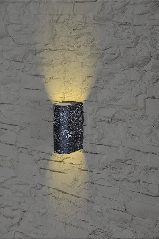 Mermer Desen Amber Işık Dekoratif Çift Yönlü Iç Dış Mekan Aplik