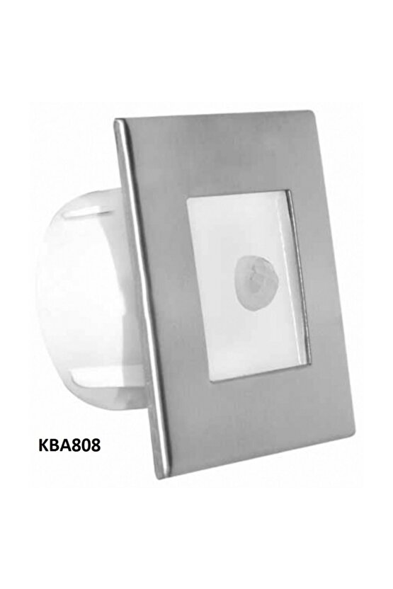 Hareket Sensörlü Kare 3 Watt Merdiven Armatürü Matkrom Mavi Işık