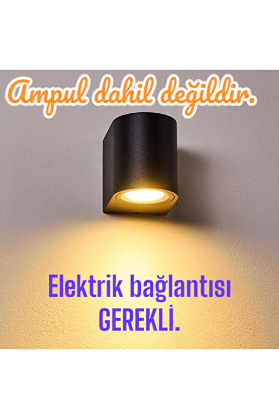 Tek Yönlü Iç - Dış Mekan Dekoratif Siyah Kasa Bahçe Balkon Salon Teras Veranda Apliği (AMPUL HARİÇ)