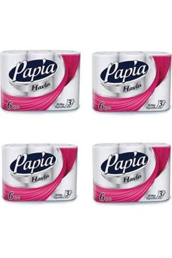 PAPİA 4 Adet 6 Li 3 Katlı Papia Havlu Kağıt