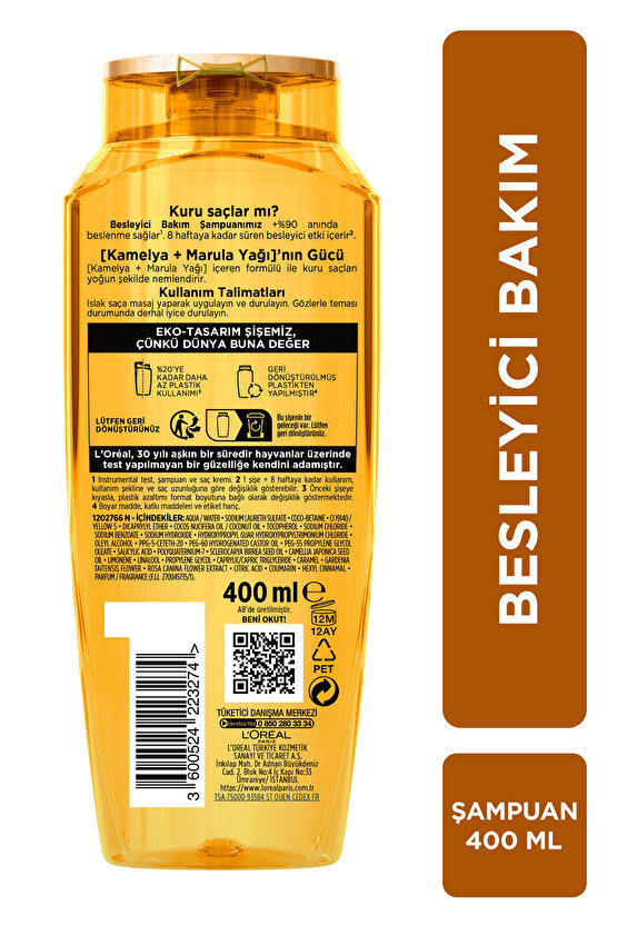 Mucizevi Yağ Besleyici Bakım Şampuanı 400 ml