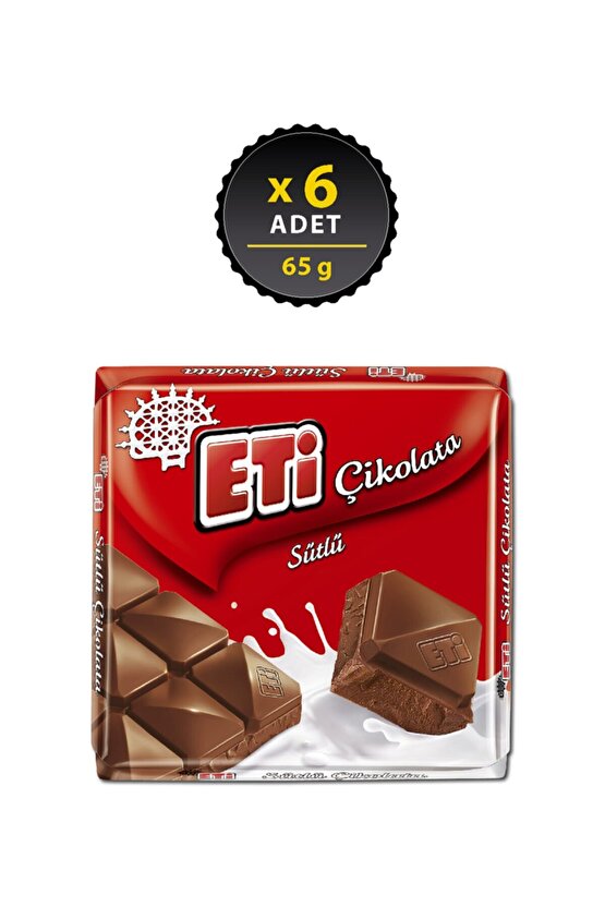 Çikolata Sütlü Kare 65 g x 6 Adet