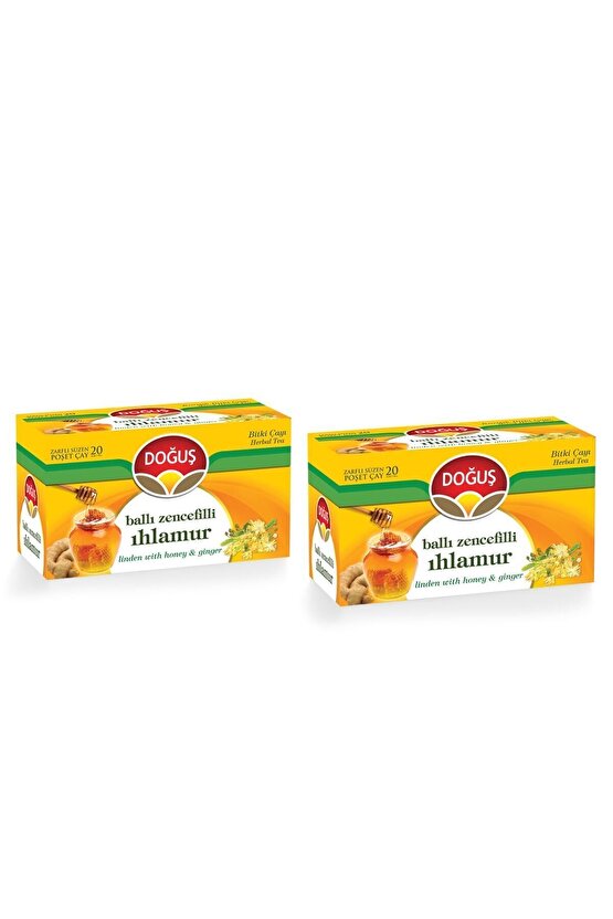 Ballı Zencefilli Ihlamur Bitki Bardak Poşet Çayı 20li X 2 Adet
