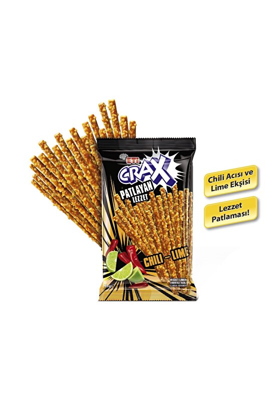 Crax Patlayan Lezzet Chili Lime Çubuk Kraker 50 g x 20 Adet