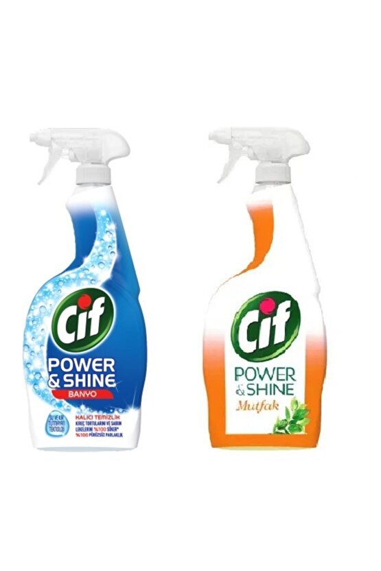 Cıf Sprey Power Mutfak 750ml + Cıf Sprey Power Shıne Banyo 750 Ml