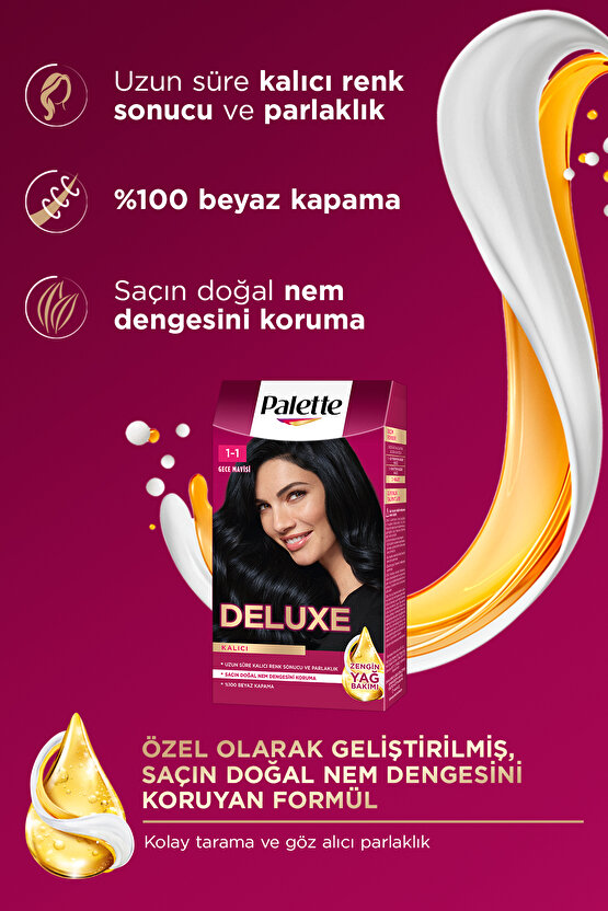 Deluxe 1-1 Gece Mavisi Zengin Yağ Bakımı Kit Saç Boyası Bakım Maskesi