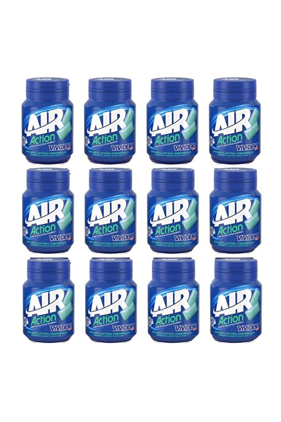 XYLIT Air Action Nane ve Okaliptus Aromalı Şekersiz Tatlandırıcılı Draje Sakız 63 g X 12 Ad