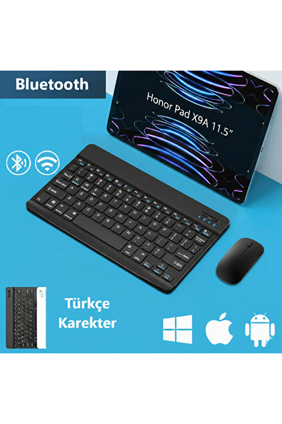 HONOR Pad X9A 11,5 Tablet için Uyumlu Slim Şarjlı Türkçe Bluetooth Klavye  Mouse Seti
