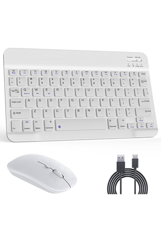 Apple iPad A16 11 Tablet Için Uyumlu Slim Şarjlı Bluetooth Klavye Ve Mouse Seti