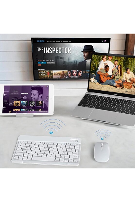 Apple iPad A16 11 Tablet Için Uyumlu Slim Şarjlı Bluetooth Klavye Ve Mouse Seti