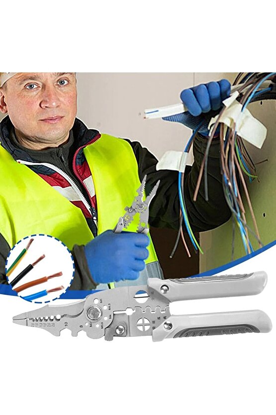 Çok Fonksiyonlu Tel Sıyırıcı Pense Elektrikçiler İçin Profesyonel Kablo Kesme Sıyırma Bükme Aleti