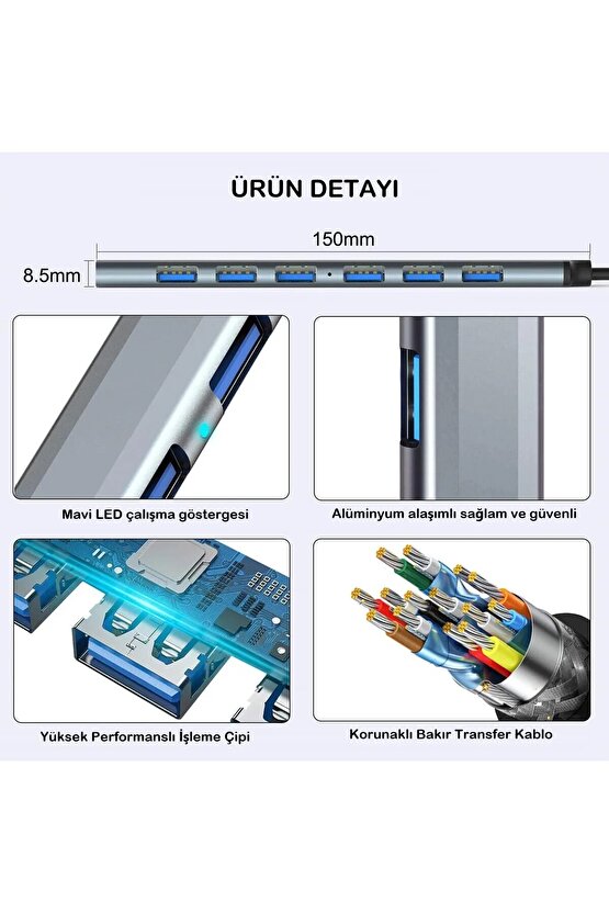 Type-C + USB To USB3.0 Hub Çoklayıcı 7 in2 Macbook Laptop Tablet Telefon Uyumlu Çevirici Dönüştürücü