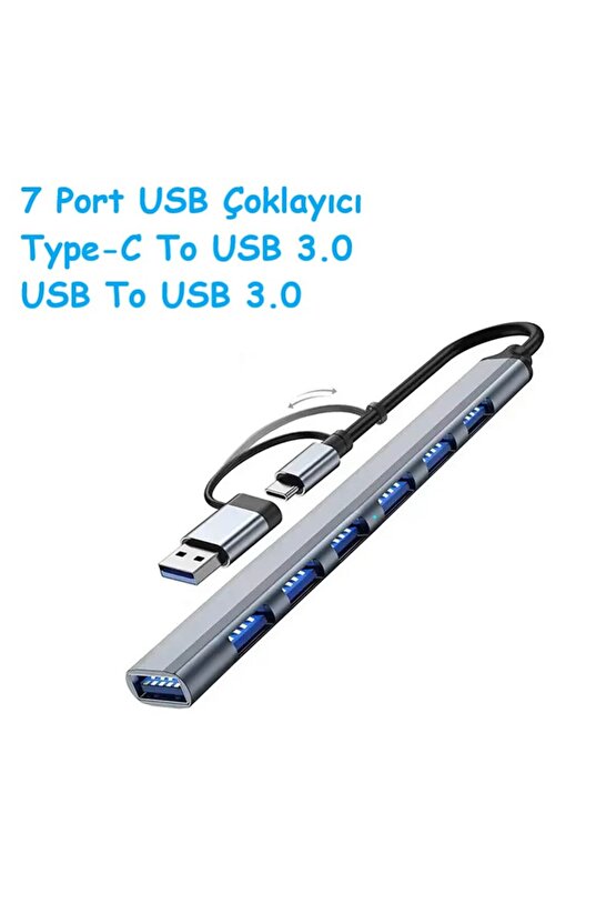 Type-C + USB To USB3.0 Hub Çoklayıcı 7 in2 Macbook Laptop Tablet Telefon Uyumlu Çevirici Dönüştürücü