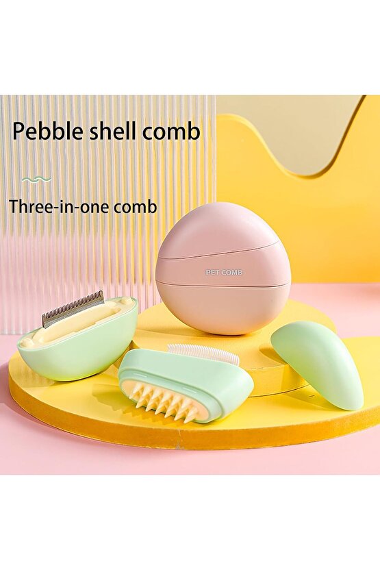 Kedi Bakım Tarağı Temizleme Fırçalı, Masaj Etkili Tüy Dökme Önleyici Tarak 3’ü 1 Arada
