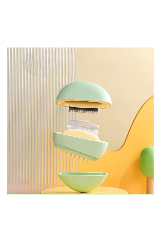 Kedi Bakım Tarağı Temizleme Fırçalı, Masaj Etkili Tüy Dökme Önleyici Tarak 3’ü 1 Arada