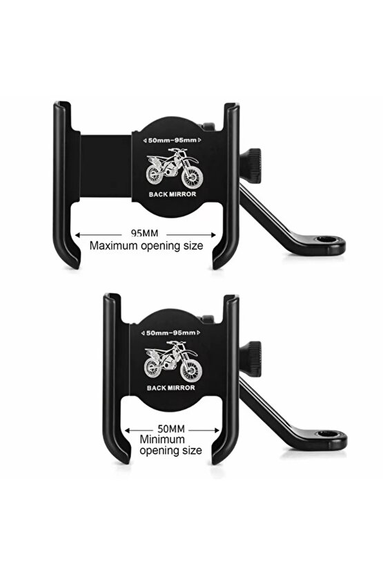 Dikiz Ayna Bağlantılı Metal Motosiklet ve Bisiklet Telefon Tutucu Dayanıklı ve Güvenli