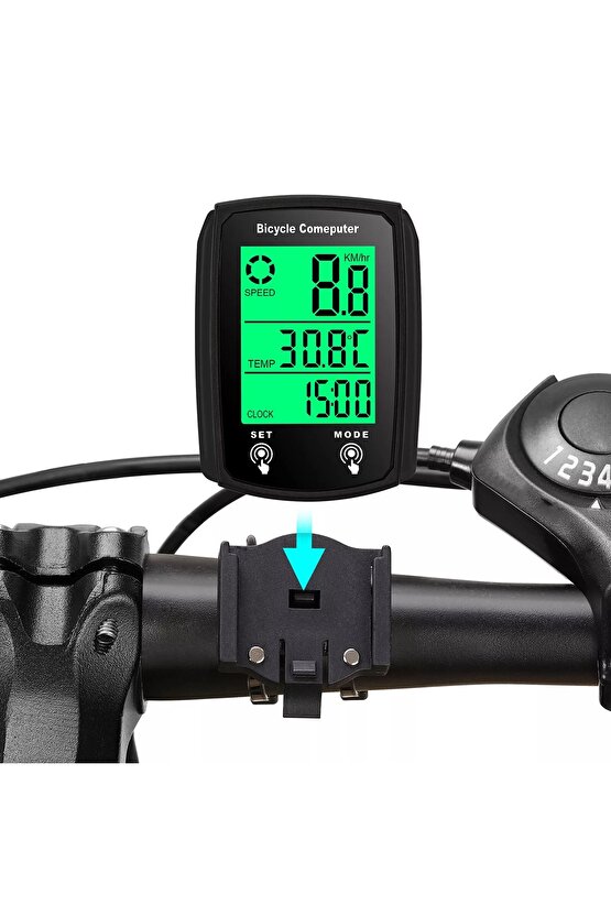 Bisiklet Hız Göstergesi Kilometre Sayacı Su Geçirmez Dijital Bisiklet Yol Bilgisayarı-19 Fonksiyonlu