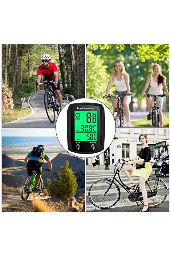Bisiklet Hız Göstergesi Kilometre Sayacı Su Geçirmez Dijital Bisiklet Yol Bilgisayarı-19 Fonksiyonlu