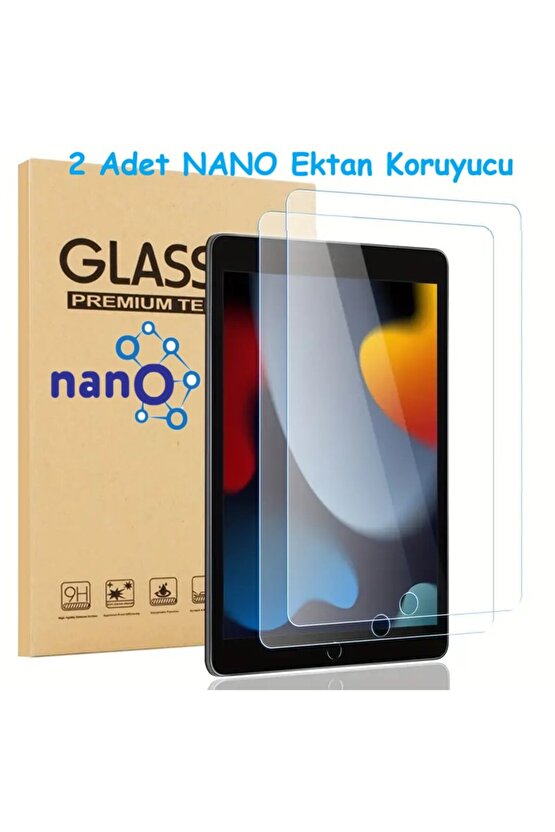 2 ADET iPad 9. ve 8. Nesil 10.2 Tam Uyumlu Ekran Koruyucu Şeffaf Cam Nano HD Esnek Kırılmaz + Kalem