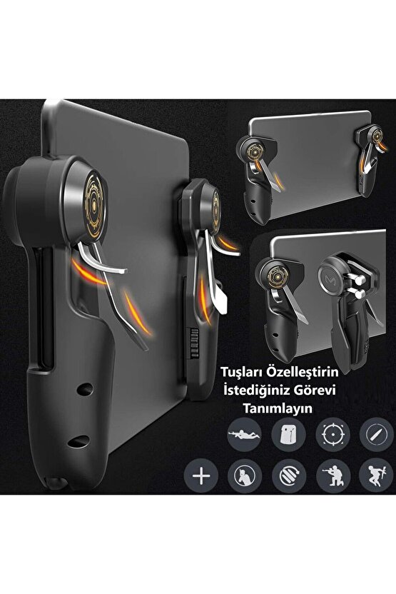 iPad Tablet için 2 Adet Oyun Joystick Tetik Kolu 6 Parmak L1R1 Pubg Mobile Ateş Tetiği Kolu Memo