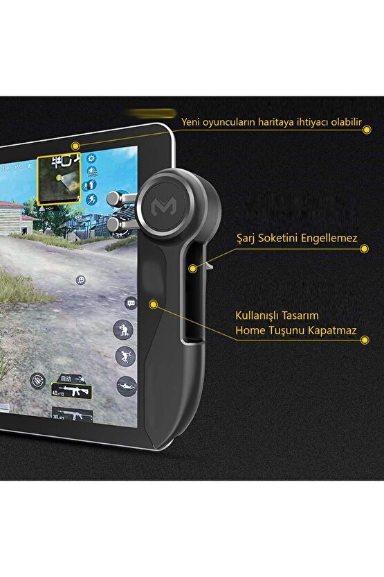 iPad Tablet için 2 Adet Oyun Joystick Tetik Kolu 6 Parmak L1R1 Pubg Mobile Ateş Tetiği Kolu Memo