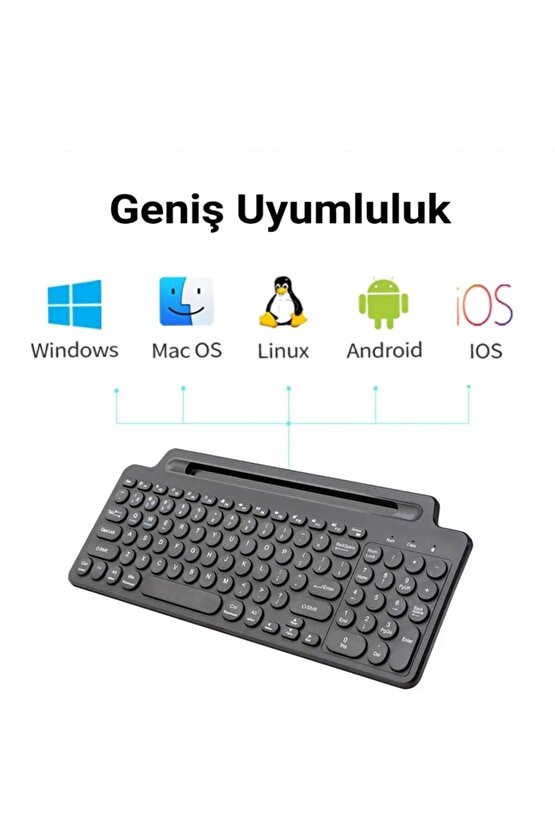 Bluetooth&Wireless Kablosuz Standlı Klavye Tablet Telefon Pc Tv Laptop Mac Uyumlu Numerik Sessiz Tuş
