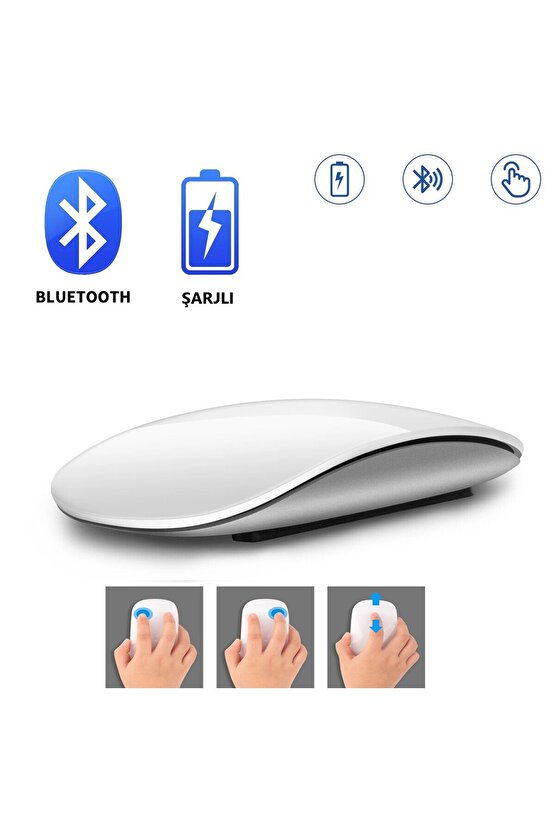 Apple Mac iPad Uyumlu Bluetooth Touch Şarjlı Magic Model Mouse Tablet Telefon Sessiz Dokunmatik Fare