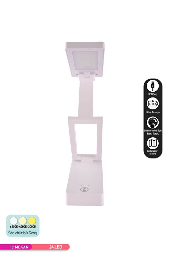 Şarjlı Katlanabilir LED Masa Lambası, Şiddeti Ayarlanabilir Dokunmatik Işık, Çalışma Okuma Işığı