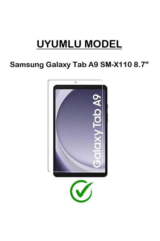 Samsung Galaxy Tab A9 SM-X110 8.7 Standlı Tablet Kılıfı + Kırılmaz Ekran Koruyucu+ Dokunmatik Kalem