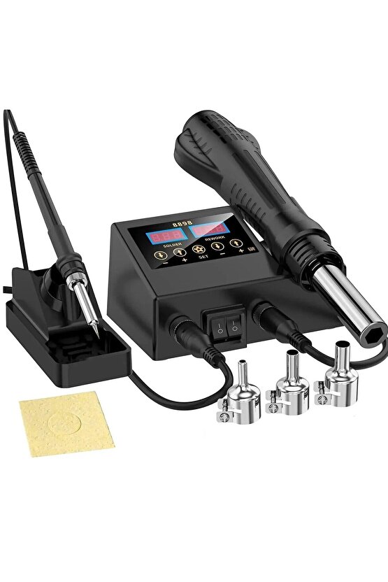 Sıcak Hava Üflemeli Havya İstasyonu Dijital Ekran 2in1 Lehim Makinesi ve Hava Tabancası